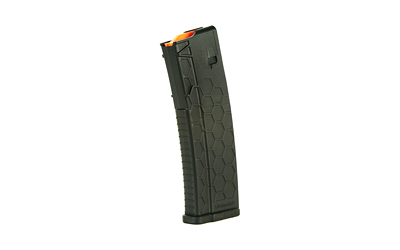 Black airsoft magazine with hexagonal pattern