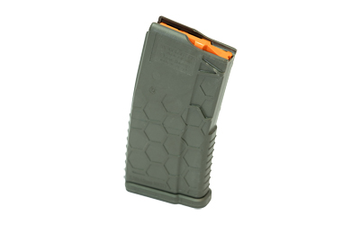 Gray magazine for firearms with orange tip.