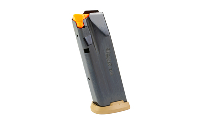 Handgun magazine in gray and orange design.