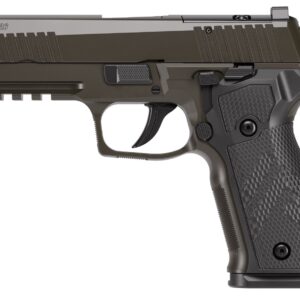 Side view of a SIG Sauer P226 handgun.