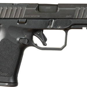 Side view of a black semi-automatic pistol.