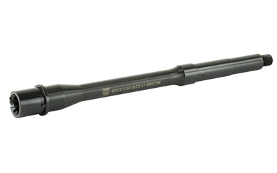 Black rifle barrel with threaded end attachment