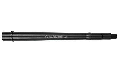 Black firearm barrel with engraving details