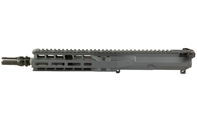 Gray firearm upper receiver with rail system.