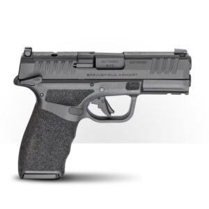 Black Springfield Armory handgun on a white background.