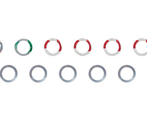 Assorted metal washers in various colors and sizes