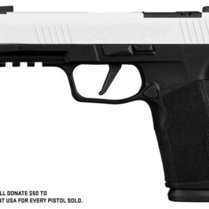 Side view of a modern handgun.