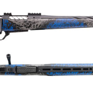 Custom blue and gray patterned rifle design.