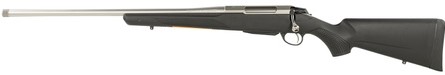 Side view of a modern hunting rifle.