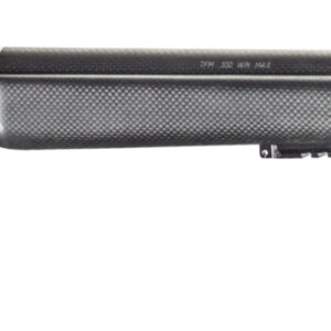Side view of a black precision rifle