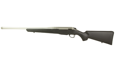 Side view of a modern rifle with black stock