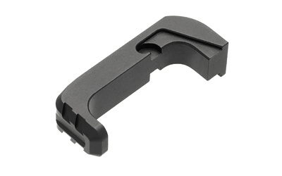 Black plastic component or bracket for equipment.