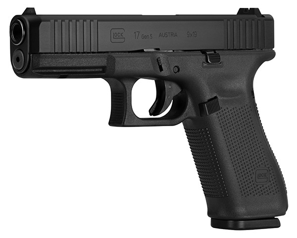 Glock 17 Gen 5 pistol, black finish.