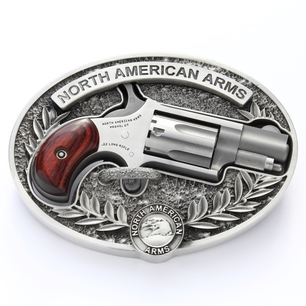 North American Arms revolver belt buckle design.