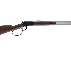 Classic lever-action rifle with wooden stock.