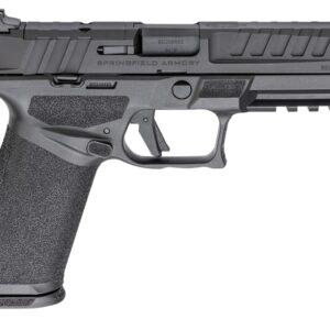 Black semi-automatic handgun on a white background.