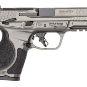 Smith and Wesson semi-automatic handgun on white background