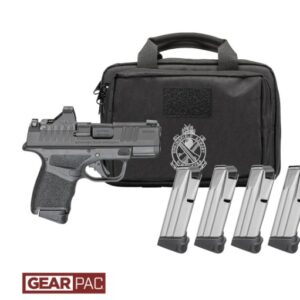Handgun with bag and extra magazines.