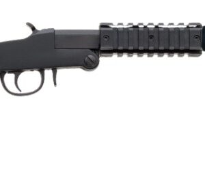 A black firearm with a unique design.