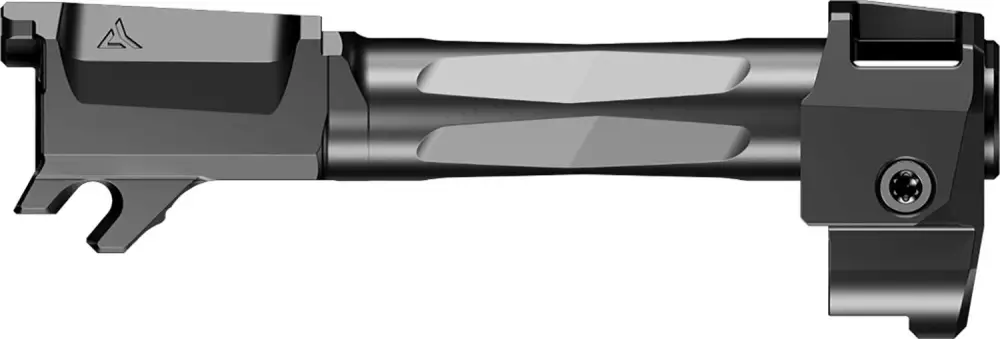 Profile view of a firearm barrel assembly.