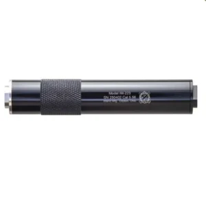 Black firearm barrel with engraving details