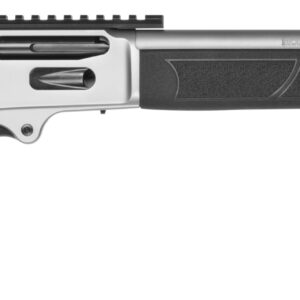 Side view of a modern lever-action rifle.