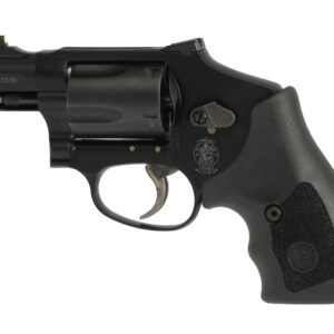 Smith & Wesson revolver with black grip and finish.