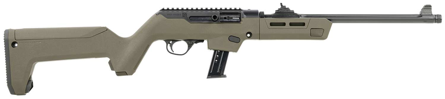 Modern firearm with a green stock design.