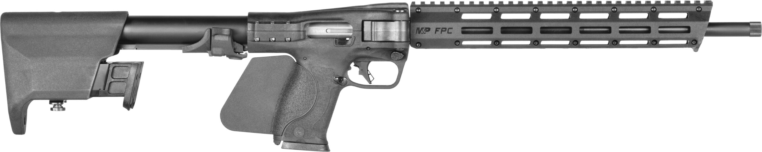Side view of a modern firearm.
