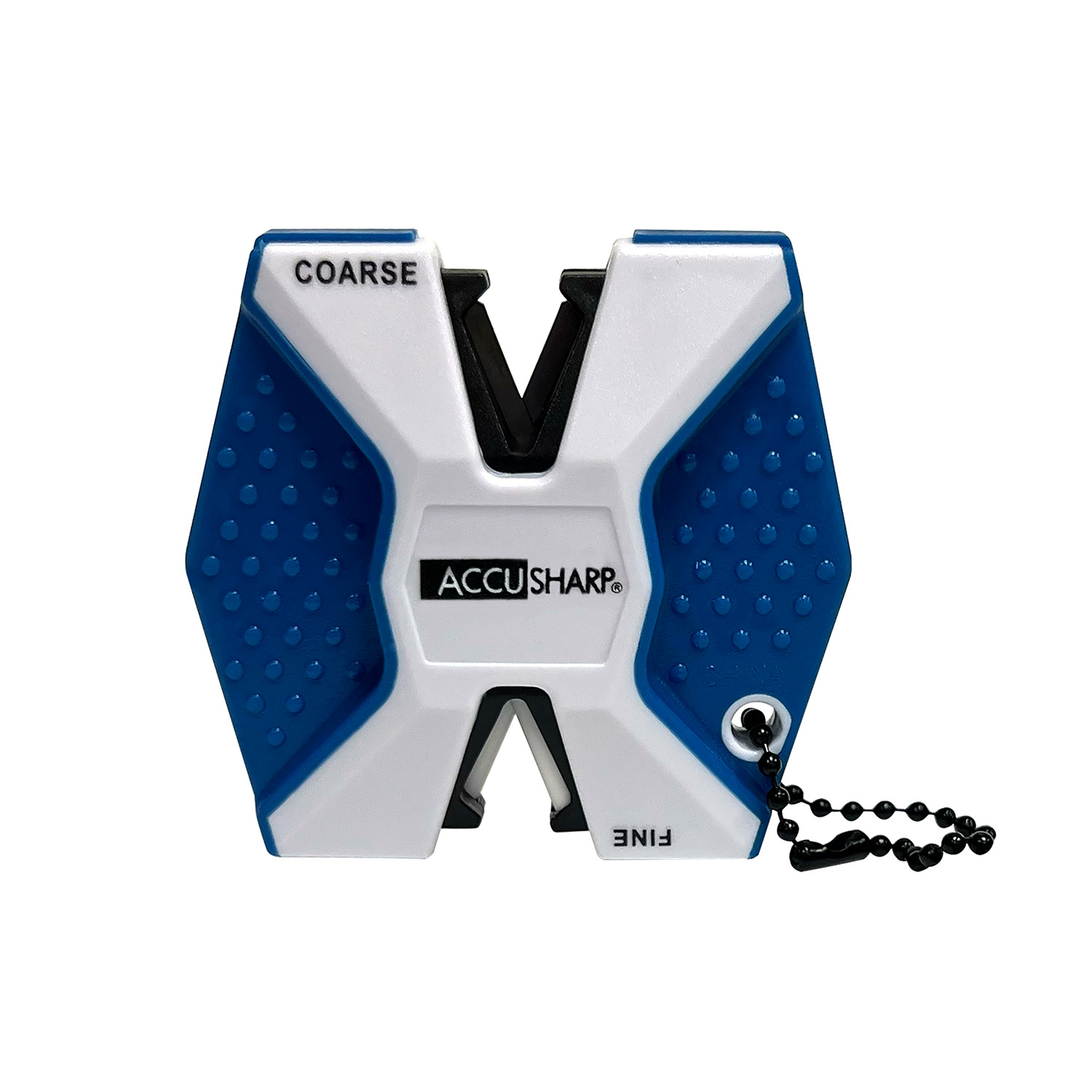 AccuSharp knife sharpener with coarse and fine settings.
