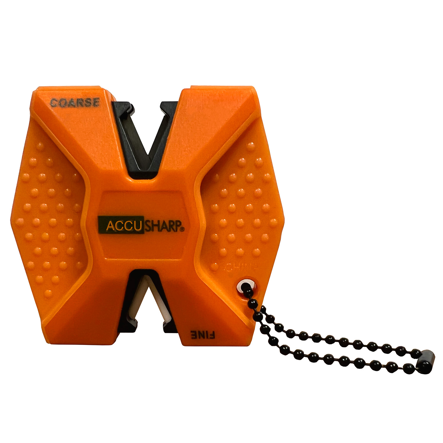 AccuSharp knife sharpener in orange color.