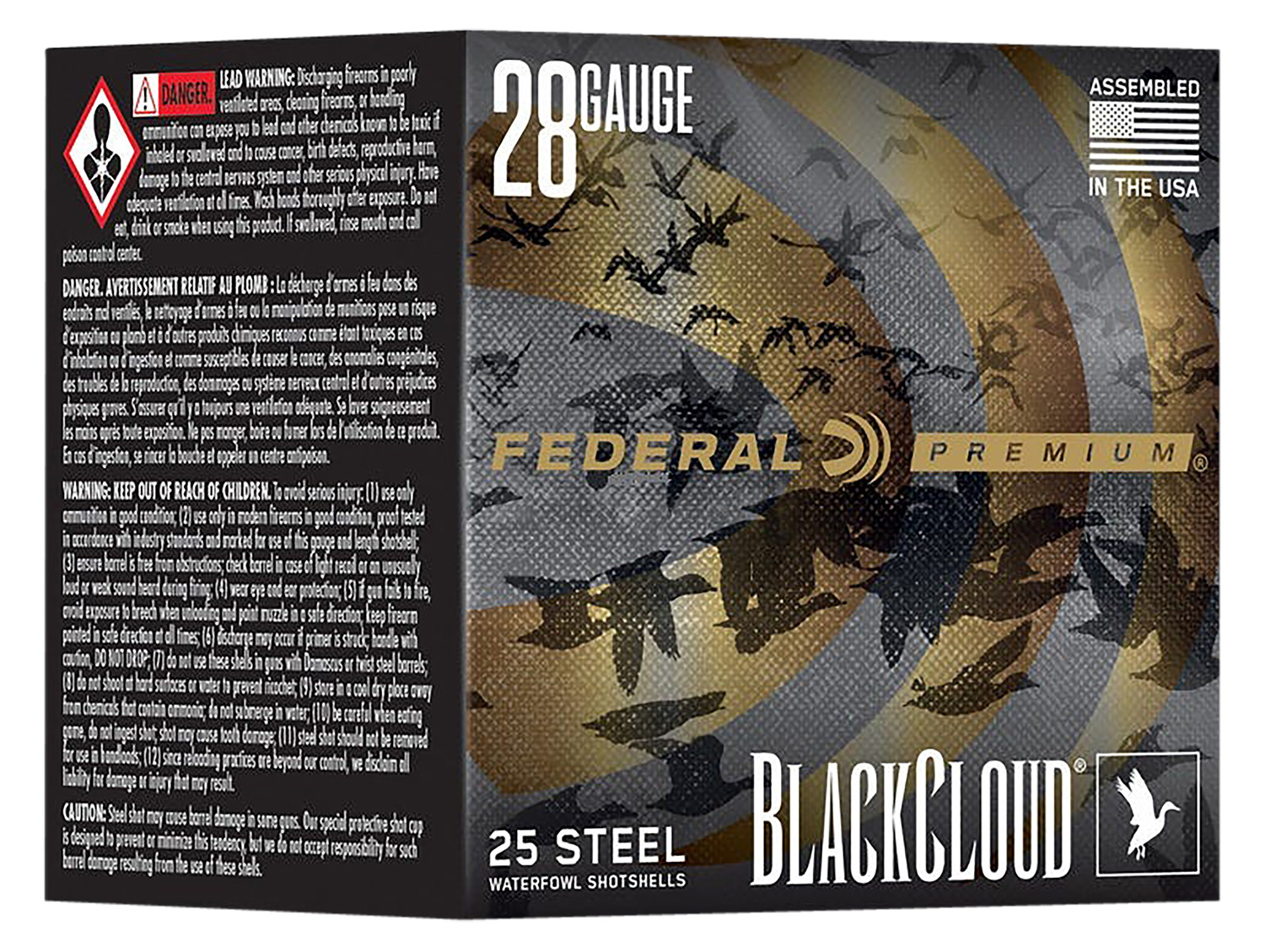 Federal Premium BlackCloud 28 Gauge shotgun shells box.