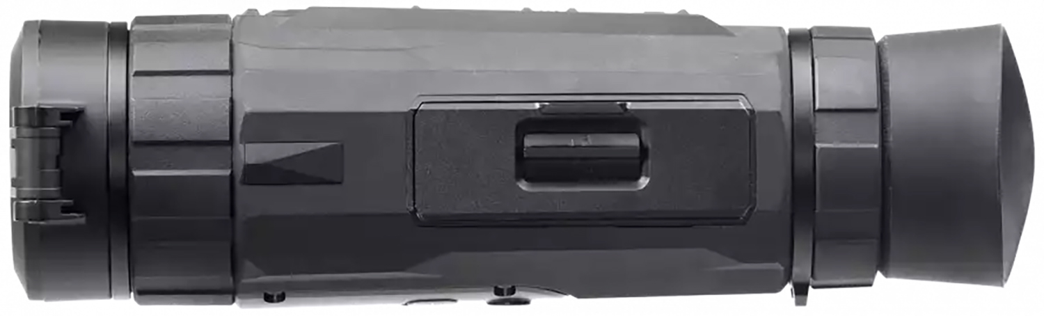 Side view of a compact black thermal imaging scope.