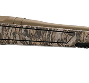 Camo-patterned hunting rifle on a white background.