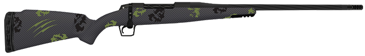Fierce Firearms TWROG308WIN22BF Twisted Rogue 308 Win 22" Armour Lube Black Steel Threaded Barrel, Drilled & Tapped Steel Receiver, LR Negative Comb Forest Camo Carbon Fiber Stock