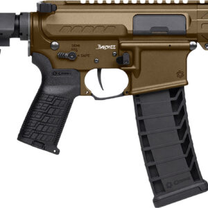 Side view of a tactical firearm in brown