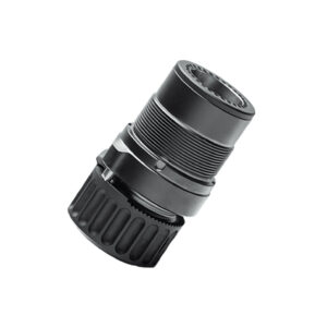 Black threaded metal connector for equipment
