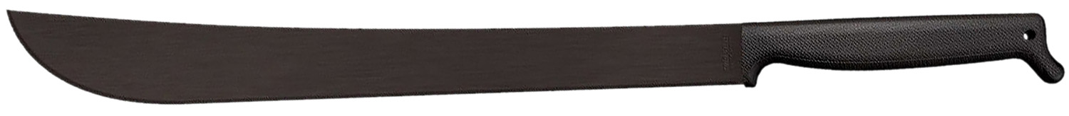 Black machete with textured handle.