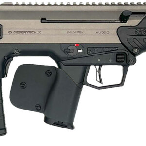 Modern firearm with tactical design and features.