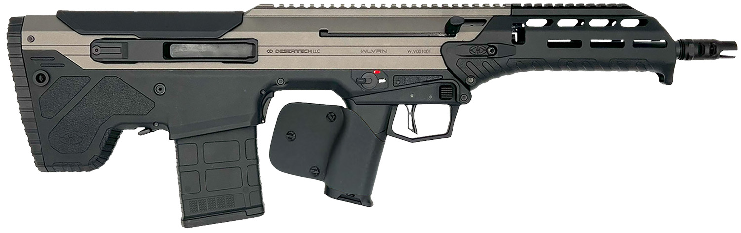Modern firearm with tactical design and features.