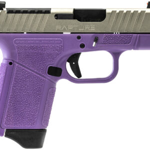 Compact purple handgun with silver accents.