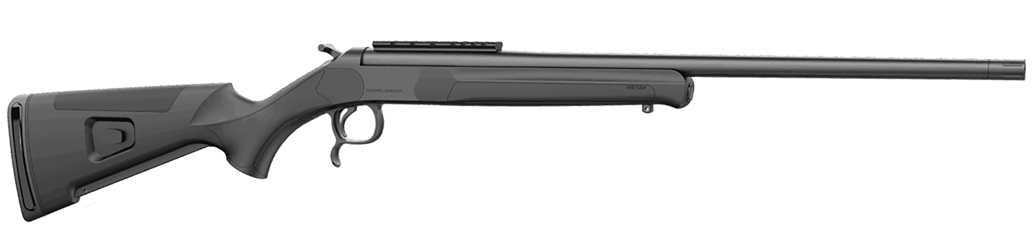 Side view of a modern hunting rifle.