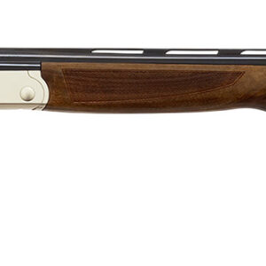 Side view of a double-barreled shotgun.