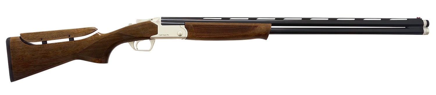 Side view of a double-barreled shotgun.