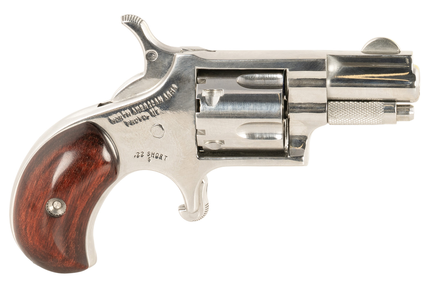 North American Arms SDLX LDLX  22 Short 5 Shot 1.13" Polished Stainless Steel, Rosewood Grip, Exposed Hammer