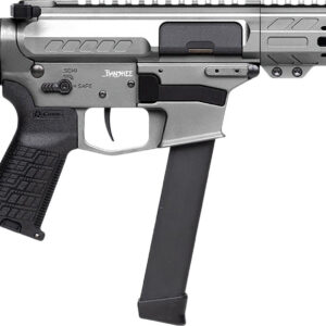 Modern firearm with ergonomic design and features.