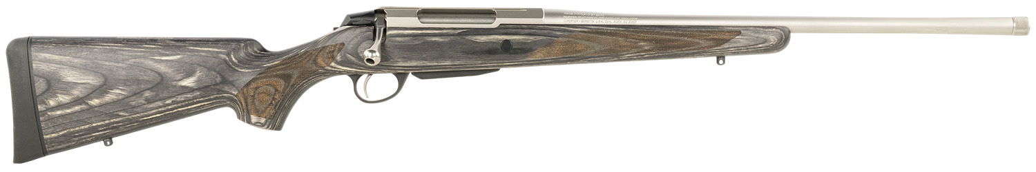 Side view of a modern hunting rifle.