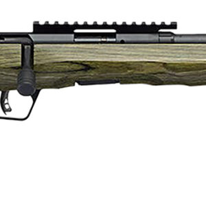 Savage rifle with green wood stock design.