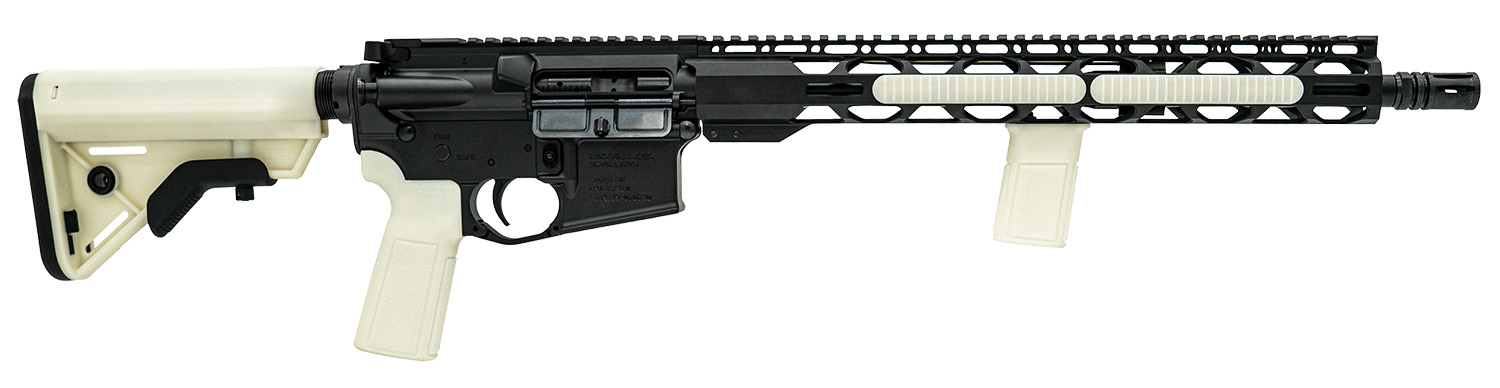 Modern rifle with a sleek design and features.
