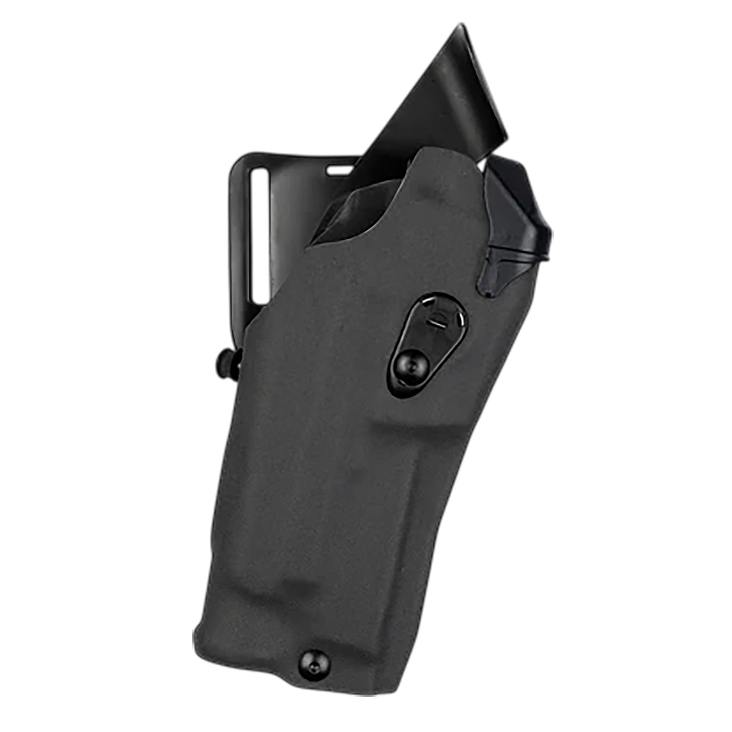 Black tactical holster for efficient weapon storage.